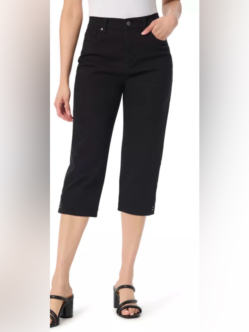 NWT Gloria Vanderbilt Amanda Capri Denim Pants in Black - Size 14
